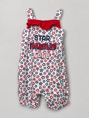 Celebrate Patriotic red white blue star print romper star spangled cutie 6-9 m